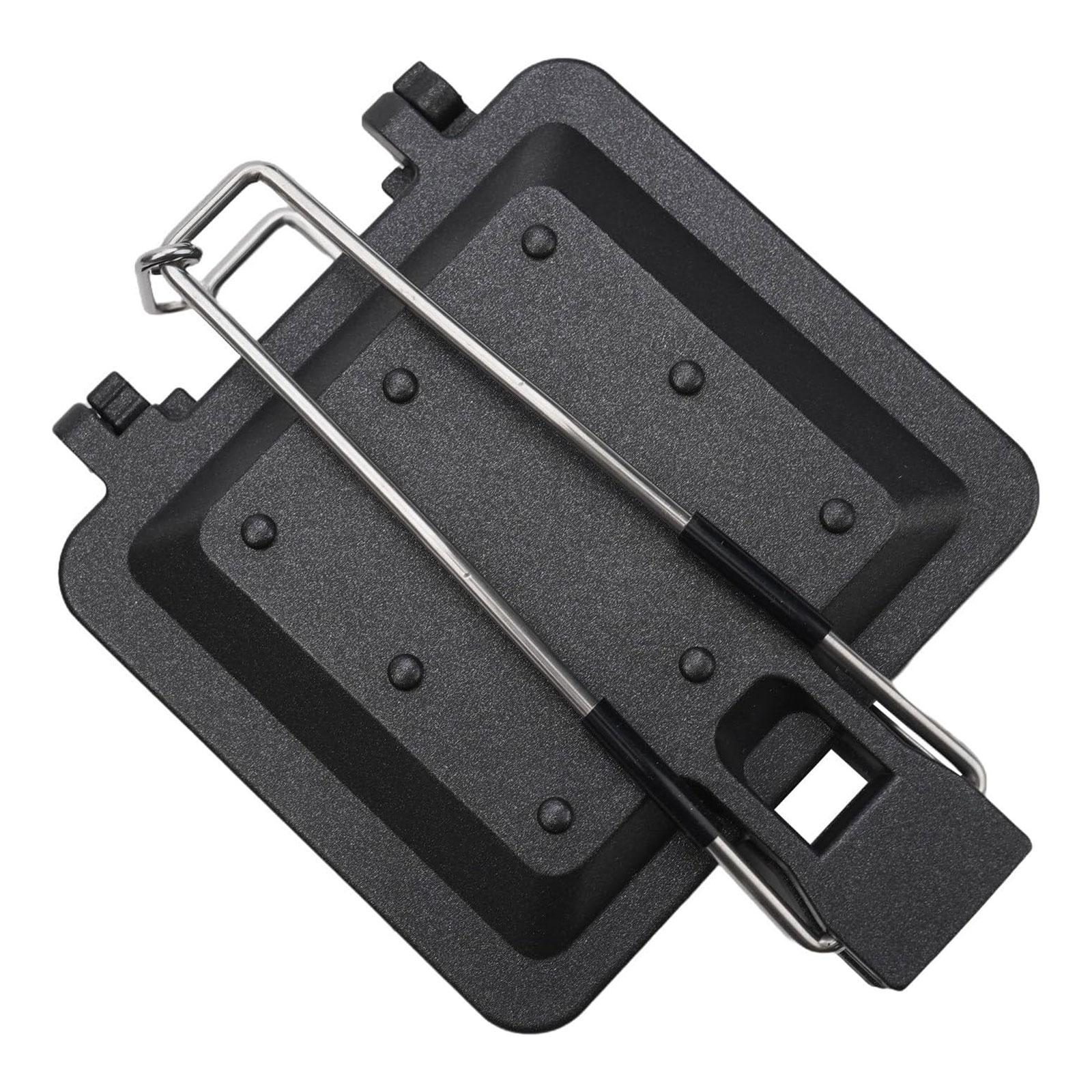 

Портативная складная сэндвичница с антипригарным покрытием, двухсторонняя, для тостов, из алюминиевого сплава, текстурированная, для кемпинга и домашнего использования