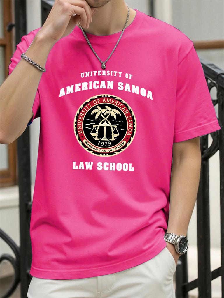 American Samoa Law School Print Men T Shirts AllMatch Cotton TShirt Casual Crewneck Loose Streetwear Man Summer Basics Top