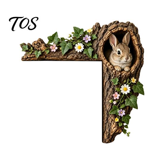 Whimsical Home Entryway Decor Chipmunk Tree Hollow Door Topper, Squirrel Owl Wooden Frame Sign, Decorative Hole Ornament Animals Corner Ornament,