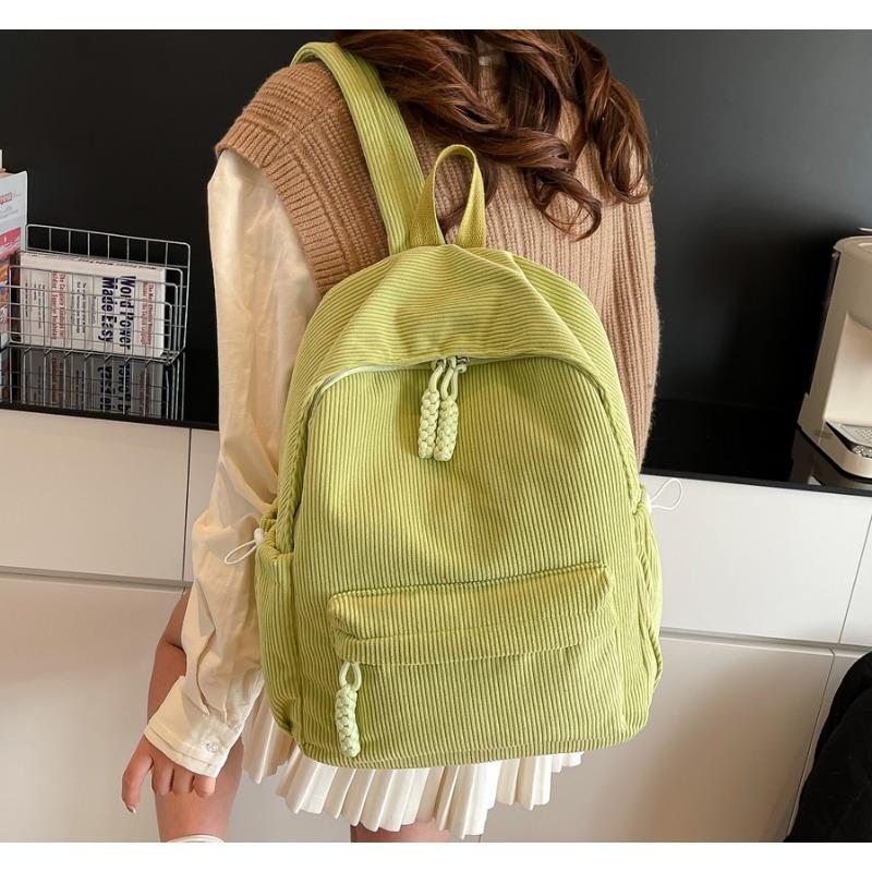 High Capacity Corduroy Solid Color Student Sweet School Bags  Simplicity Traveling Outside Versatile Fashi Backpack