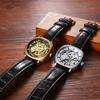 Men's Automatic Watch Genuine Leather Strap Analog Display 3ATM Waterproof Gold Silver Casual Business Fashion Accessory