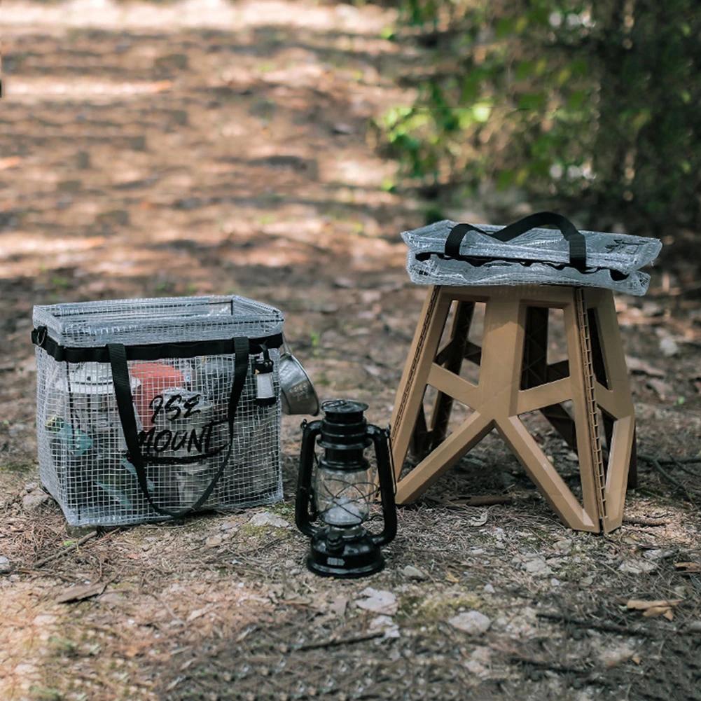Outdoor Camping Folding Storage Box PVC Mesh Tool Storage Bag Fishing Tackle Tote Bag Multitool Picnic Drink Carrier Lunch Box
