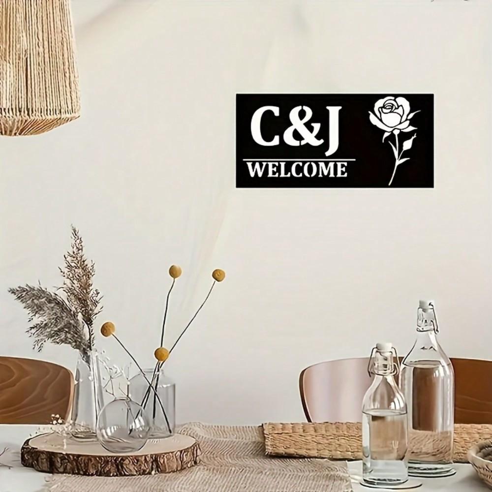 Custom Metal Door Sign with Name & Number, Elegant Home Outdoor Plaque, Wedding Display