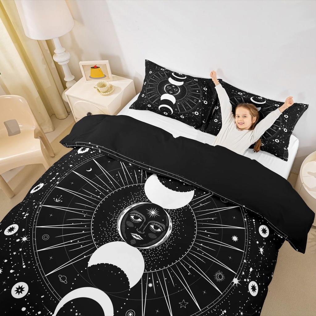 Erosebridal Sugar Skull Comforter Cover Set Skeleton Bones Duvet Cover,Gothic Moth Decor Bedding Sets Twin Magic Unicorn Rabbit Skulls Beddi