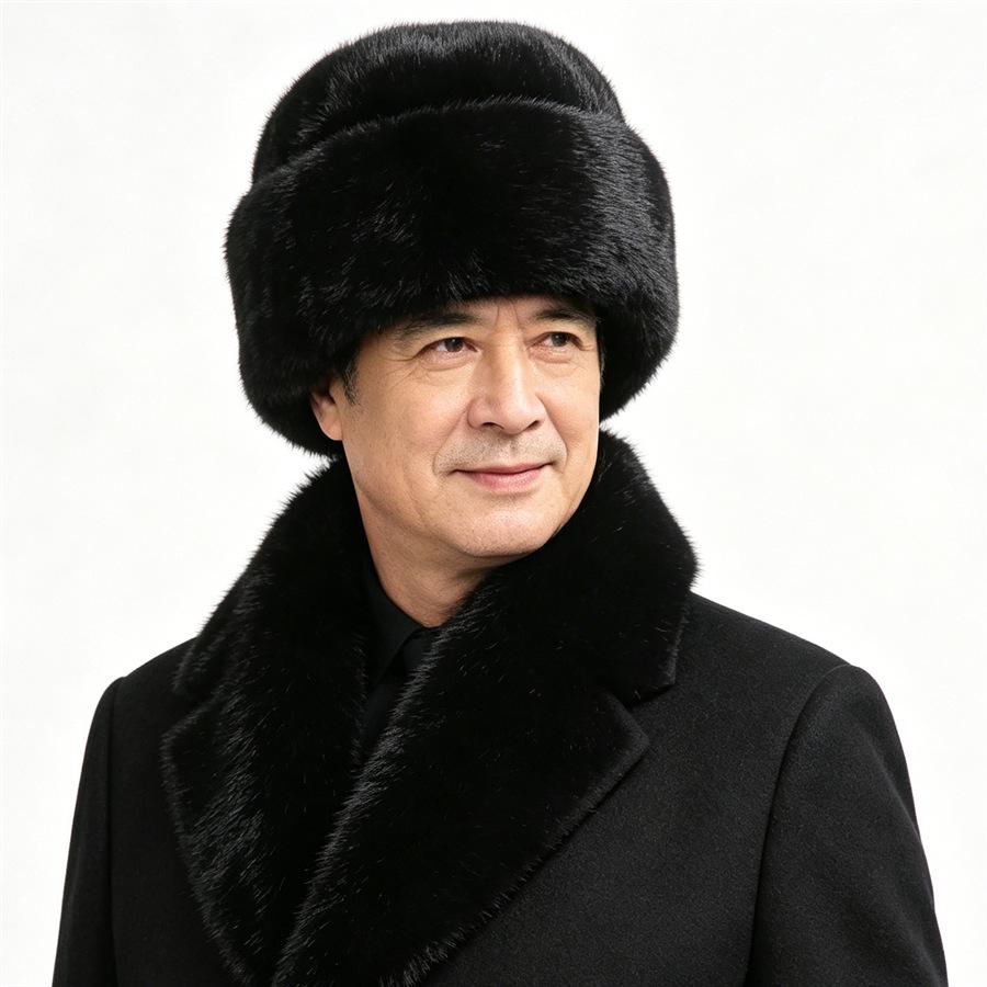 New thickened men's presidential hat in the elderly Lei Feng cotton hat imitation mink landlord hat winter dad old hat