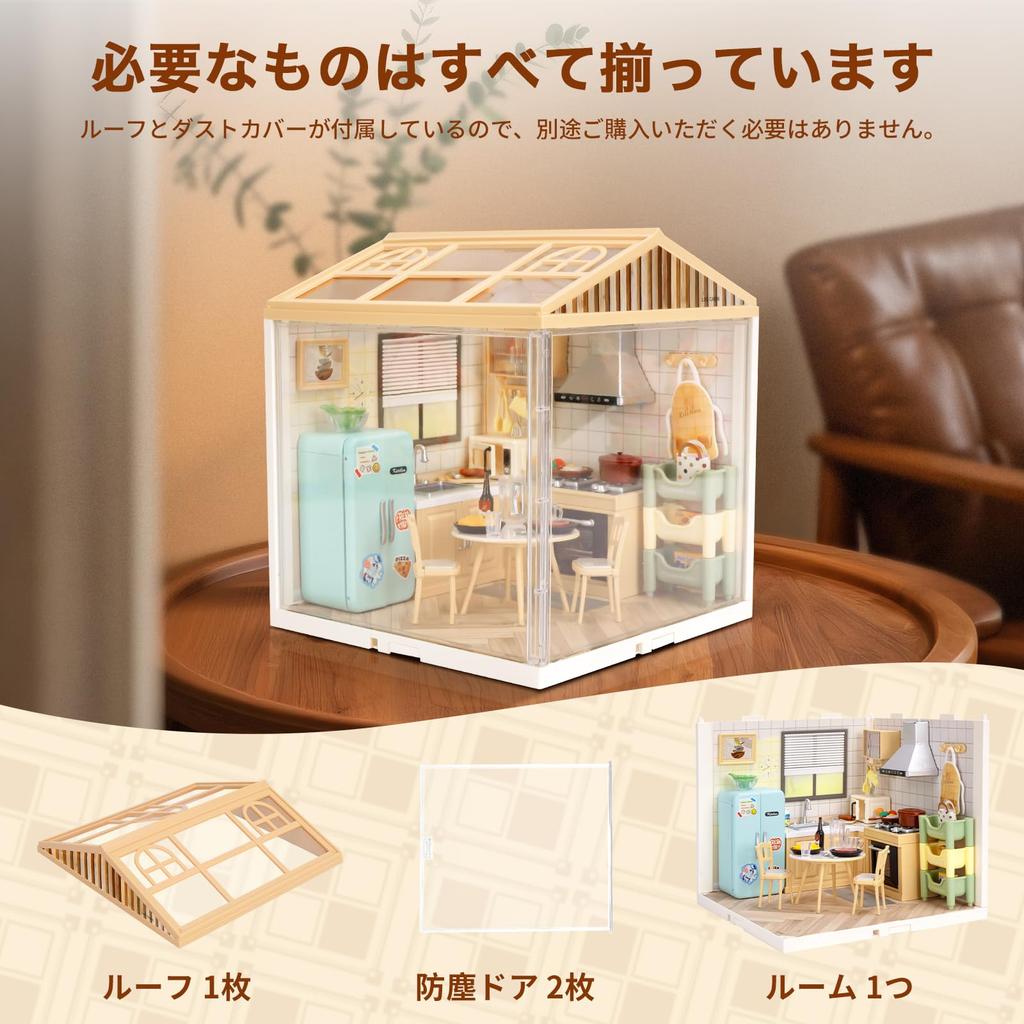 Hallisun DIY Miniature House Plastic Dollhouse with Furniture Toy Dollhouse with USB Dustproof Cover and 3D Craft Assembly Toy for Kids Ages and
