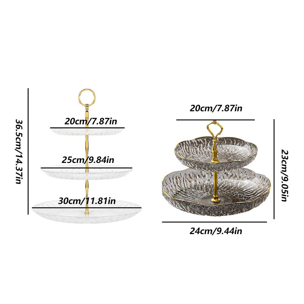 Clear Acrylic Resin Cake Stand for Fruit Afternoon Nordic Style 3-Tier Storage, Desserts, Fruits, Cakes, Tea, Parties, Birthdays, Weddings, Round,
