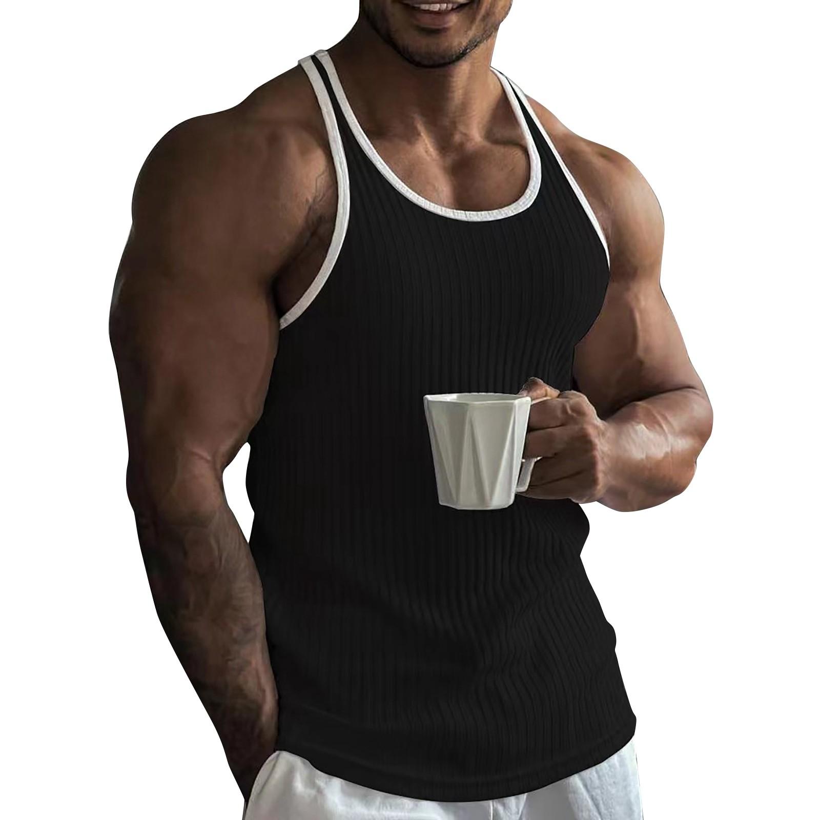 

Мужской летний жилет с широкими плечами в вертикальную полоску, мужской повседневный спортивный жилет XXXL чёрный