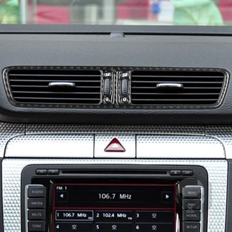 For VW Volkswagen Passat B6 2006-2011 Center Air Outlet Trim Frame Cover Soft Real Carbon Fiber Sticker Car Interior Accessories
