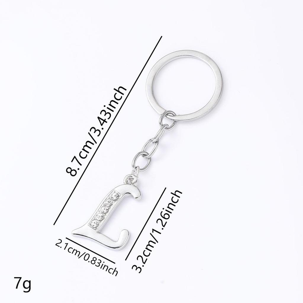 Creative Rhinestone Initials Metal Keychain – Korean Style Car Keyring Party Gift.