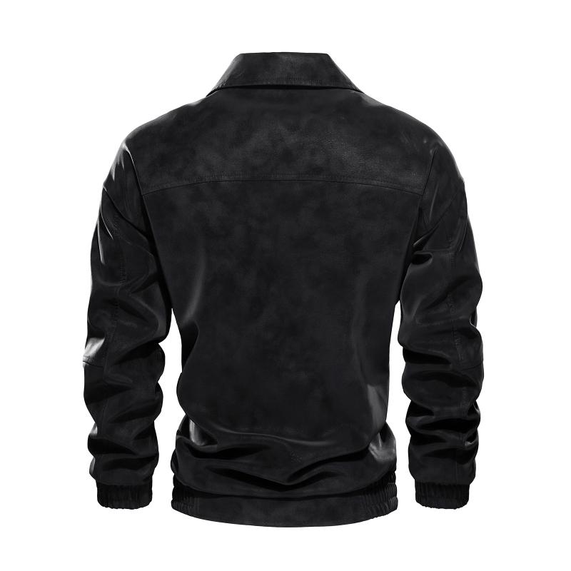 Men's Leather Jacket Men's Youth Standing Collar Biker Leather Jacket Jacket