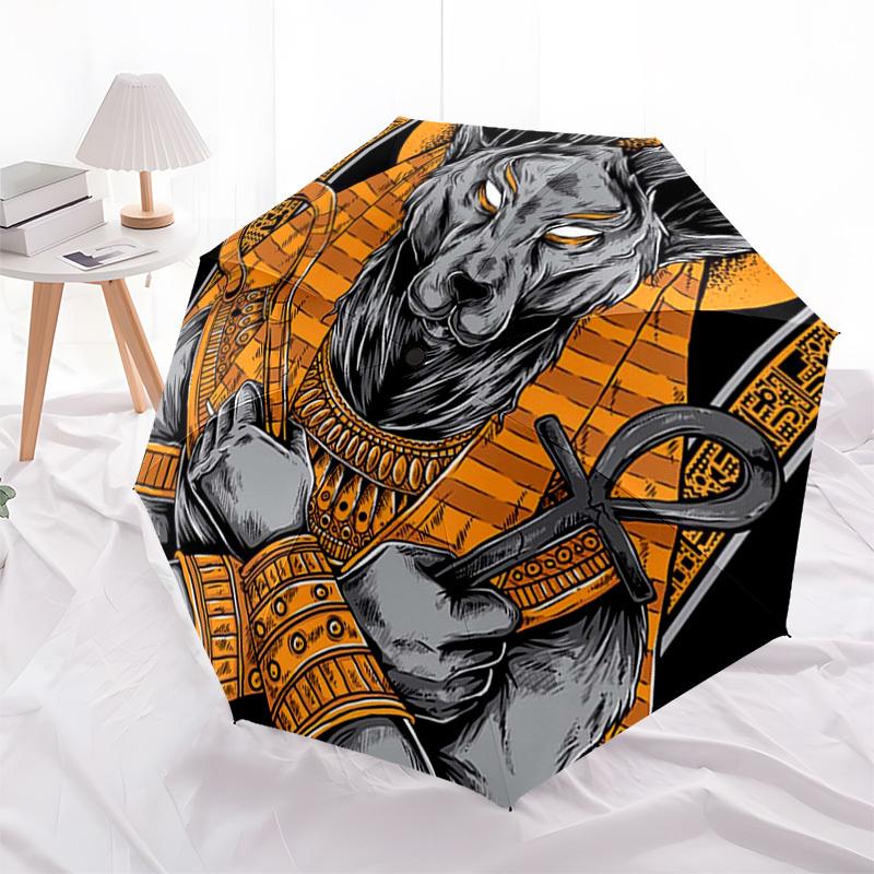 1pc Ancient Egyptian God Anubis Umbrella with Plastic Handle,Suitable for All Seasons Home Travel Outdoor UmbrellaDD368