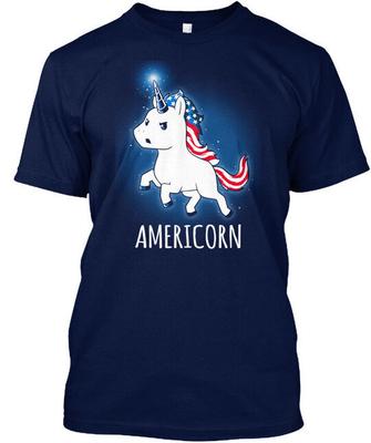 American Unicorn Usa Flag Red White Blue Americorn T-Shirt Made In USA S-5XL