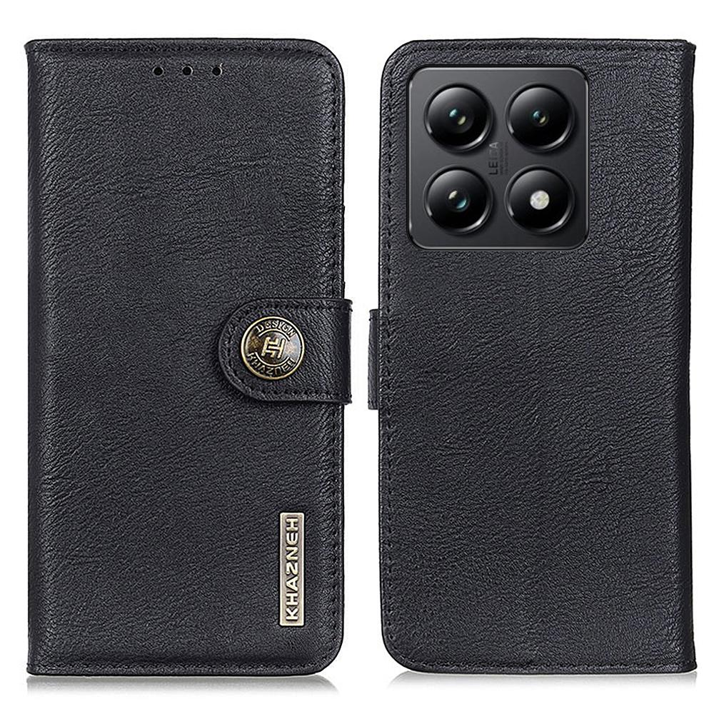 KHAZNEH For Xiaomi 14T Wallet Case Cowhide Texture Leather Flip Phone Cover