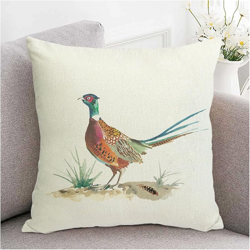 Bird Flower Decorative Pillow Covers 18x18 Linen Outdoor Square Pillow Case Cushion Cover for Sofa Couch Bedroom