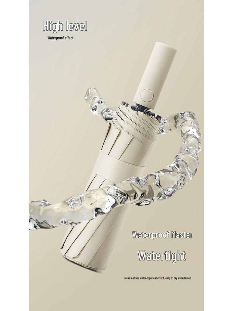 Baodini Windproof Folding Umbrella: 60-Rib, Black Glue Coating, Sun & Rain Protection, Portable & Durable