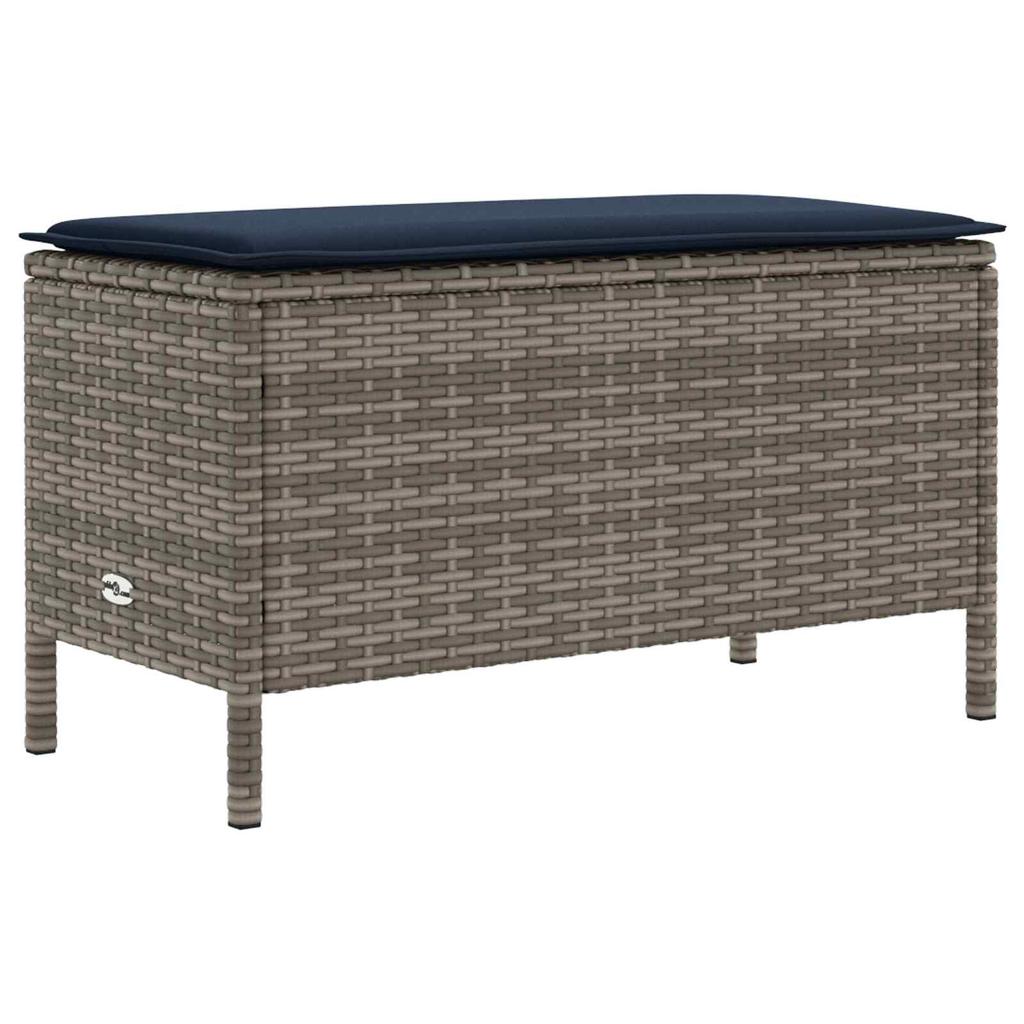 Garden Footstool Grey and Navy Blue 80 x 38 x 42 cm PE Rattan