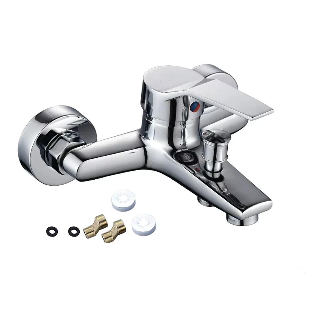 

Chrome Bathroom Faucet Bathtub Facuet Wall Mounting Cold and Hot Shower Faucet