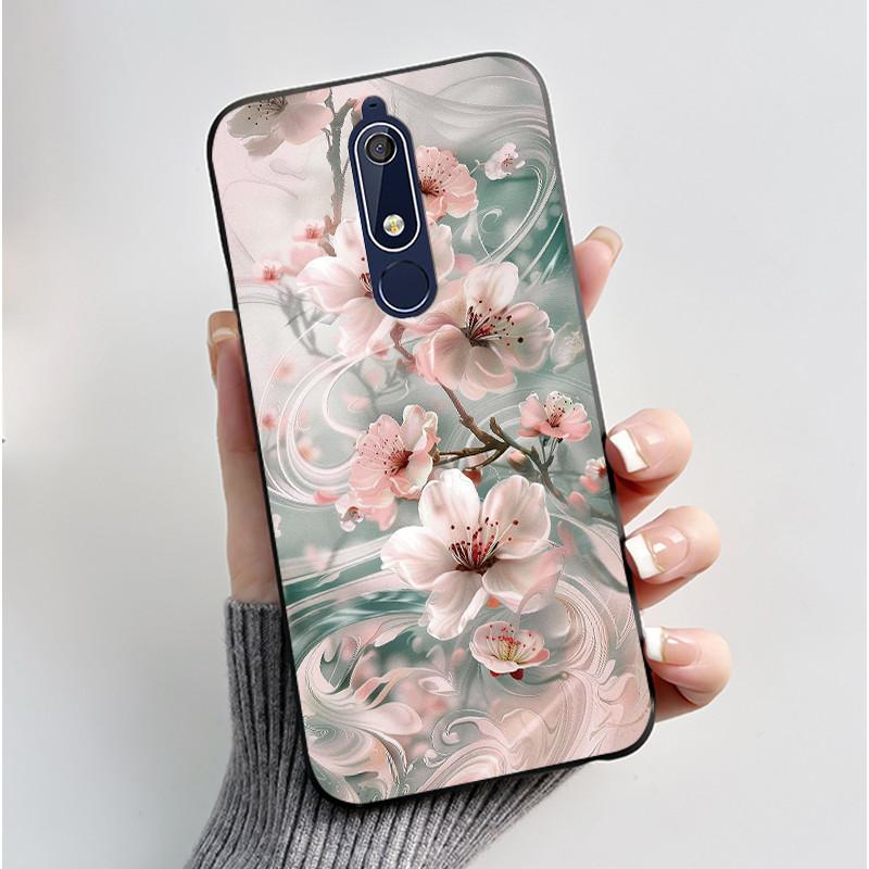 Custodia carina per Nokia 5.1/Nokia 5.1 Plus/Nokia X5/Nokia 5 Cover Shell Stampata Cover Protettiva Silicone Morbido Cartone Animato Nera