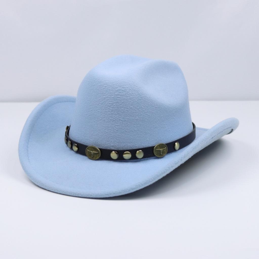 Ethnic-style fedora, western cowboy hat, Tibetan-style performance hat, woolen mid-brimmed European and American retro woolen hat