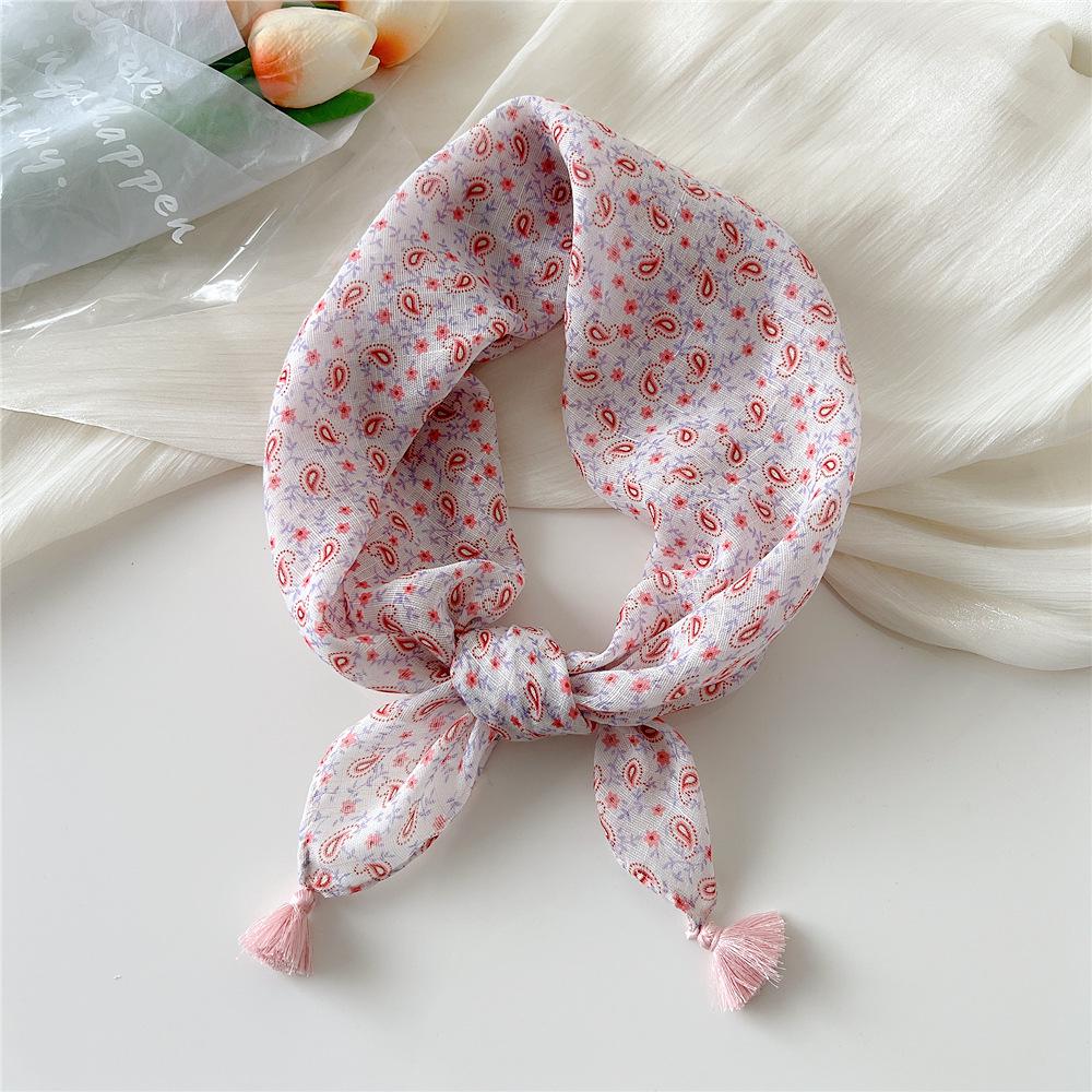 60 Tassel Cotton Linen Small Silk Scarf - Spring/Autumn Versatile Headscarf for Women, Fashionable Neck Protection and Decoration