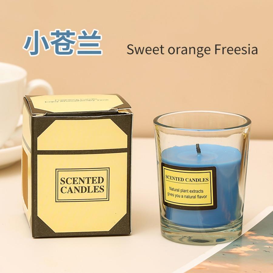 1pc Windproof Transparent Glass Cup Scented Candle - Soybean WaxSmokeless candle , Indoor/Outdoor, Wedding, party with Gift Box