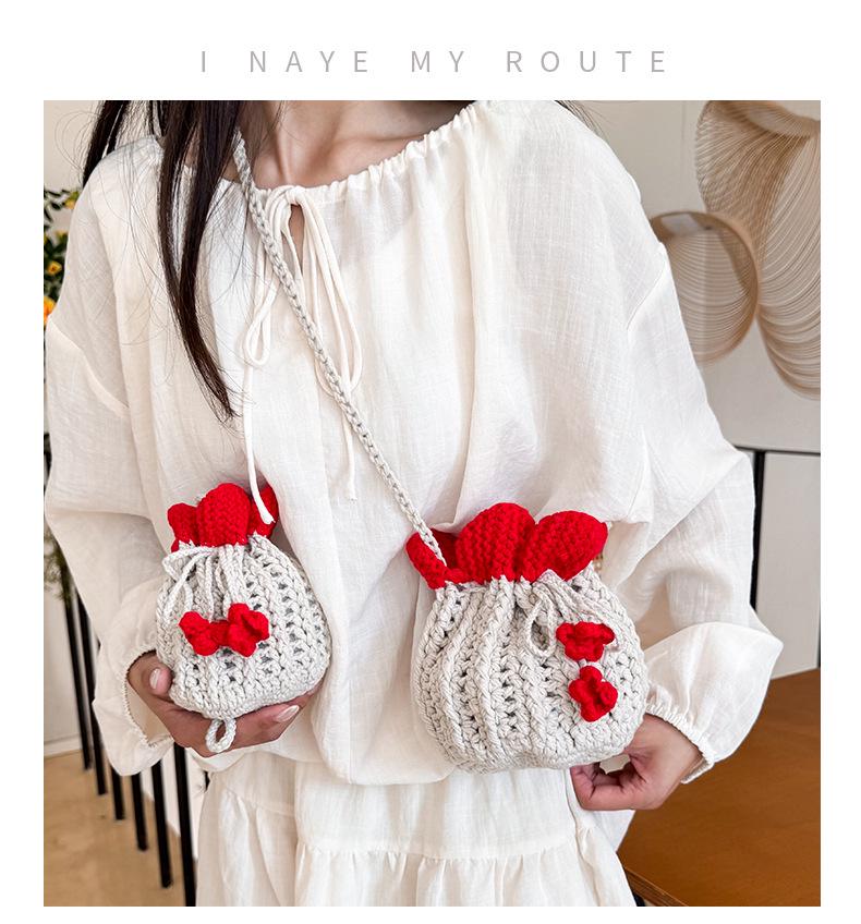 “2025 Women's Wool Knit Mini Bucket Bag - Autumn/Winter Crossbody Shoulder Bag”