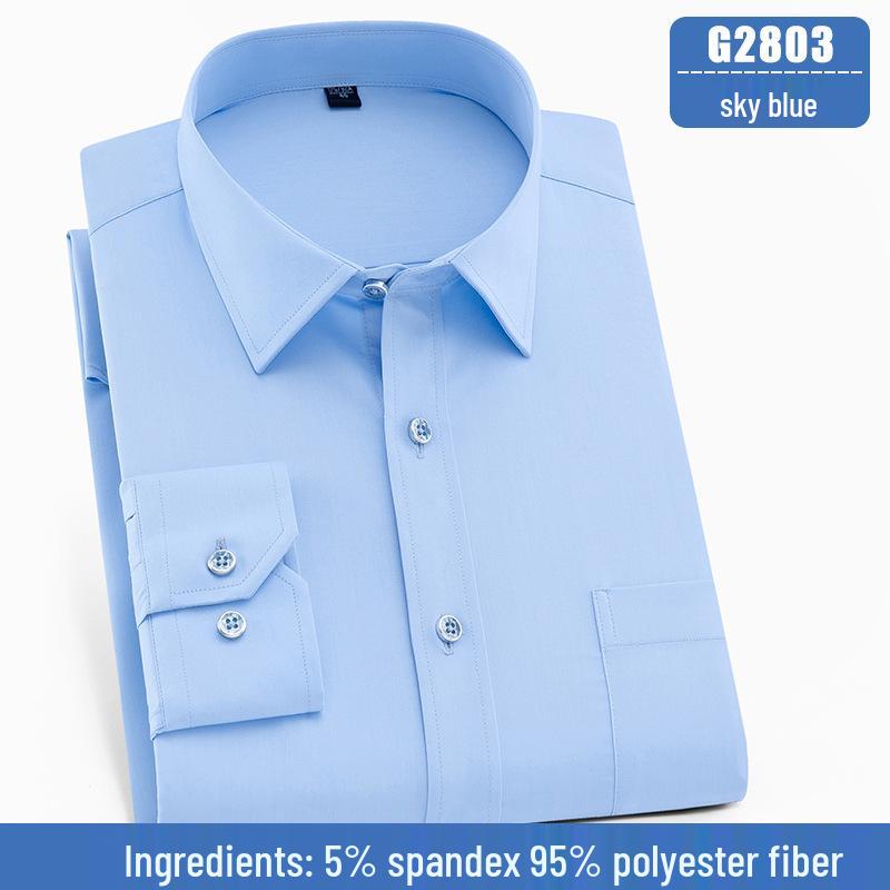 Pánská košile s dlouhým rukávem nežehlivá - Přizpůsobitelné logo, Ležérní jednobarevná pro práci a podnikání