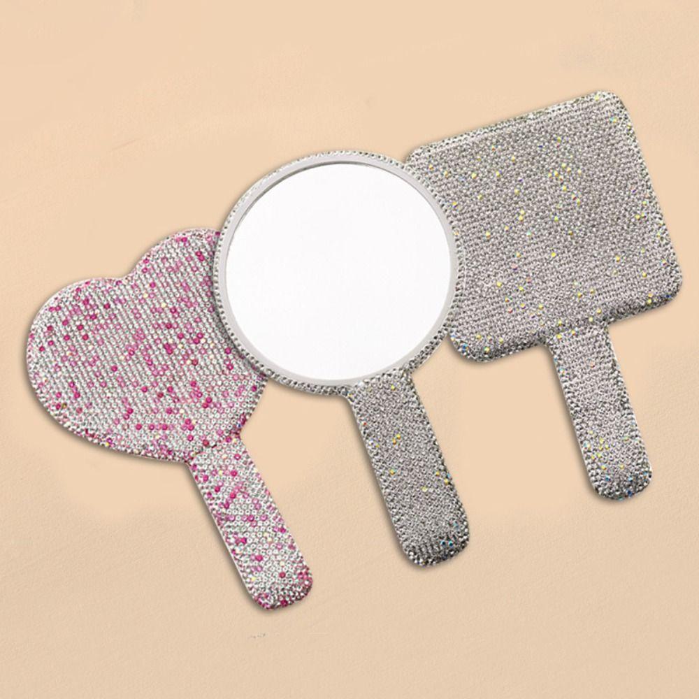 Strass Kosmetik Handspiegel mit Griff Handspiegel Neuer Make-up-Spiegel
