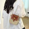 Tasche Damentasche neue Sommer Strandurlaub Schulter Messenger Box Bag literarische Stroh gewebte kleine quadratische Tasche