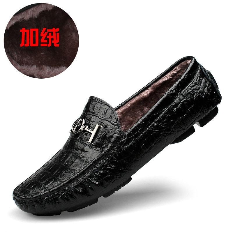 Autumn Doudou Shoes Men's British Sneakers Leather Lazy Shoes Casual Fashion Leather Shoes Large Size Business