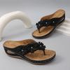 Women's Fashion Slip-On Flip Flops, Floral Decor Flat Sandals, Comfort PU Sole Casual Shoes for All Seasons