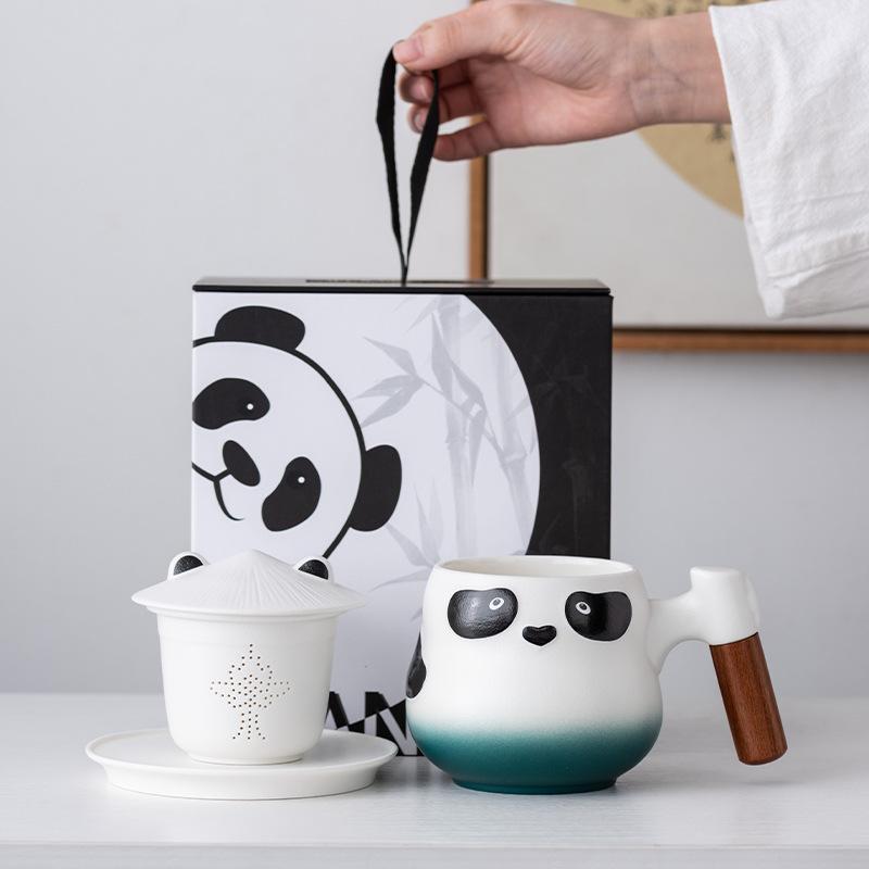 Panda Gift Box Tea Mug Creative Ceramic Tea Separation Cup with Lid Office Gift Filter Water Cup