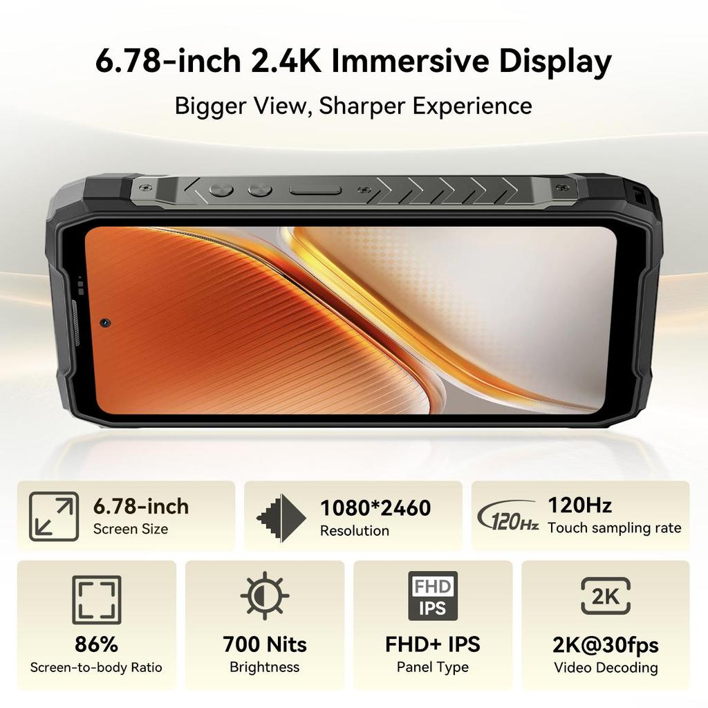 Blackview ROCK 5 Outdoor Smartphone 48GB+256GB 6,78" Android 16 Handy NFC 108MP Telephone