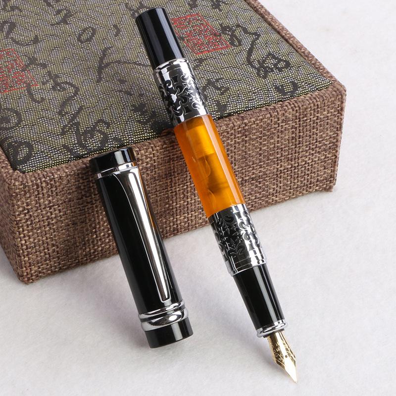 Chinese Enterprises Supply Iridium Nib Acrylic Metal Gifts Pen Leather Gift Box Set Business Signature Pen Ballpoint Pen