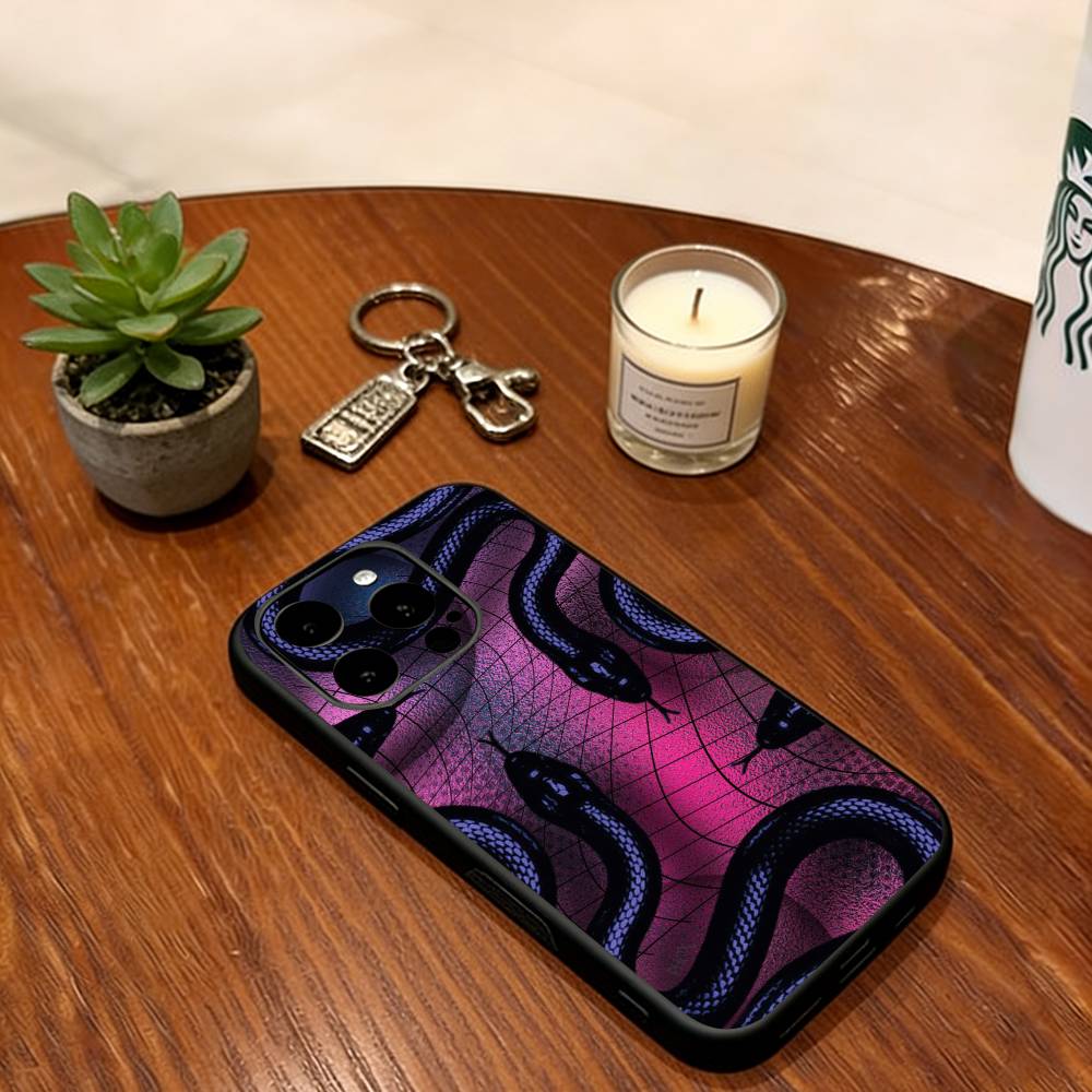 Serpent Phone Case For iPhone 17, 16,15,14,13,12,11 Plus,Pro Max, Others Soft Silicone Black Cover