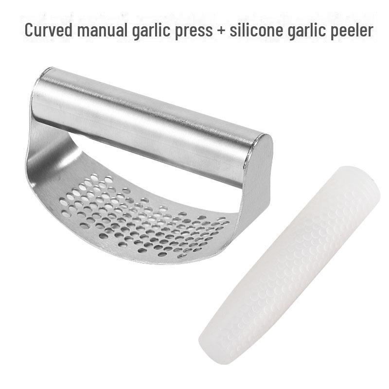 Silicone & Stainless Steel Garlic Peeler and Press Tool 
