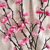 Artificial Plum Blossom Branch Fake Cherry Blossom Stems 21" Long Stem Faux Silk Flower for Wedding Home Office Bedroom Party Table Centerpiece