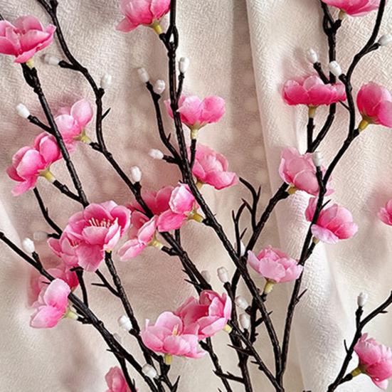 Artificial Plum Blossom Branch Fake Cherry Blossom Stems 21" Long Stem Faux Silk Flower for Wedding Home Office Bedroom Party Table Centerpiece