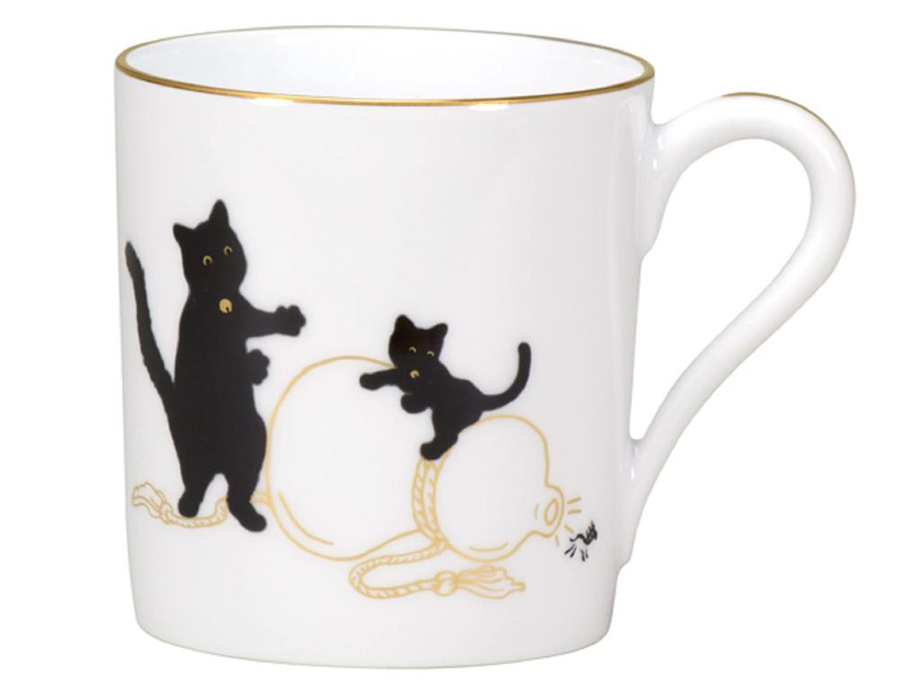 Okura Touen Black Cat and Child Auspicious Tale Mug Part 1 Horse from a 320cc Made in Japan - - "A Gourd" Approx. 107C/5401-1