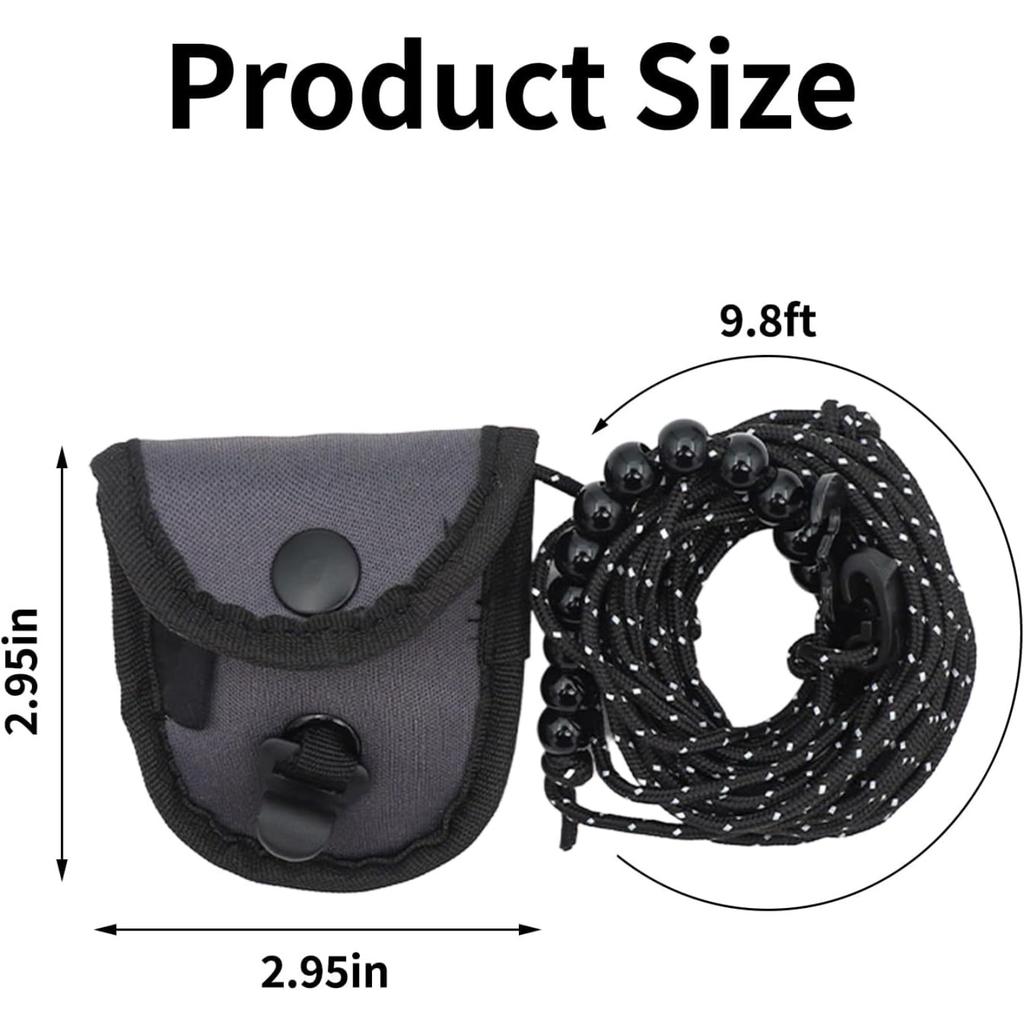 3M Outdoor Camping Stretch Clothesline with 12 Clips Windproof Travel Clothes Line Hanging Laundry Drying Rope for Indoor Hotels Backyard