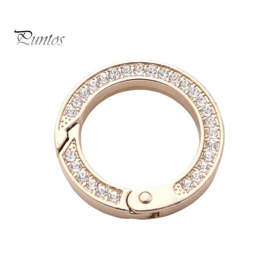 Key Ring Double-sided Rhinestone Compressible Spring Exquisite Portable Multipurpose Decorate Zinc Alloy Spring Keyring Key Chain Buckle Car Accessory