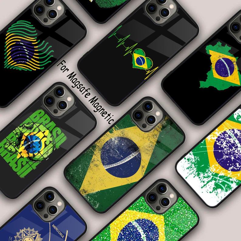 Brazil Brazilian Brasil Flag Vintage Magnetic Phone Case For APPLE iPhone 17 Air 16 14 13 12 Pro Max 15 Plus Wireless MagSafe