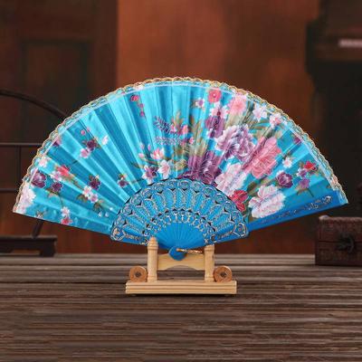 Printed Plastic Fan Lace Folding Fan Elegant Gift Fan Silk Cloth Dance Fan