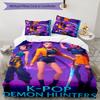 KPOP Hunter 3pcs Bedding Set Duvet Cover Closure Includes 1 Duvet Cover & 2 Pillowcases for All Seasons Bedroom Home Dorm Decor