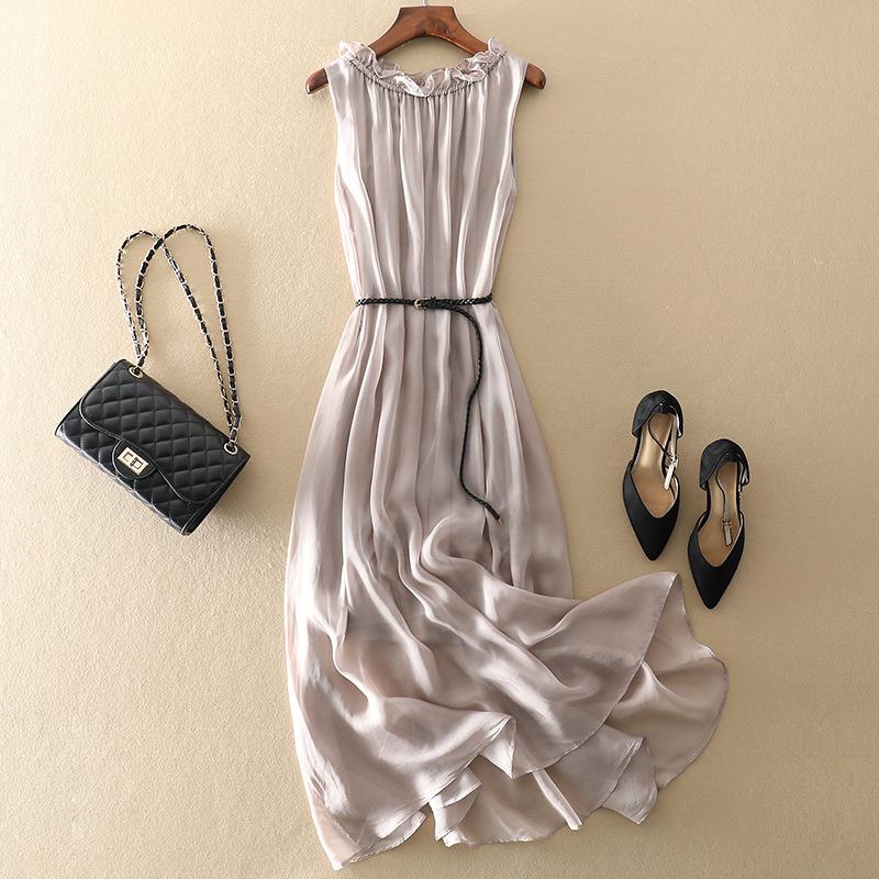 Silk Dress Women's 2024 Summer New Suspender Vest Fairy Dress Hangzhou Heavy Mulberry Silk Skirt One Piece Hair