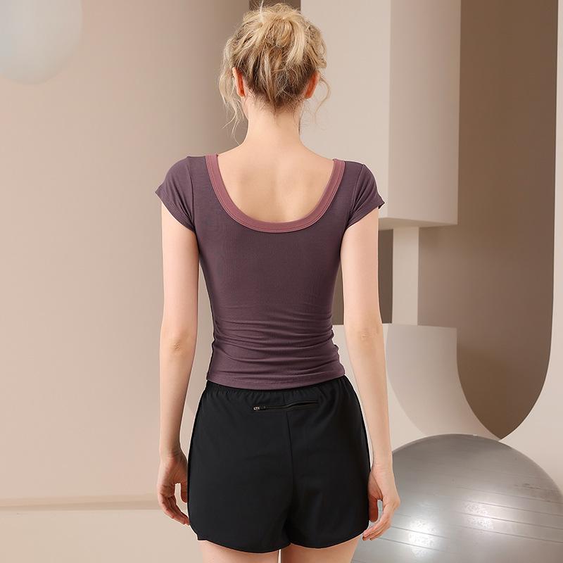 Elastic Cross-Border Yoga Wear: Soft, Thin, Short-Sleeve Sports Pilates T-Shirt, Tight-Fitting Running Top