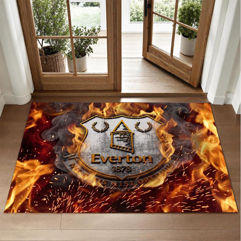 Everton Football Design Crystal Velvet Rug Soft Decorative Mat for Bedroom Entrance