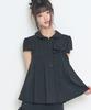 ILLIGO Ribbon Pleated Short Sleeve Blouse Black