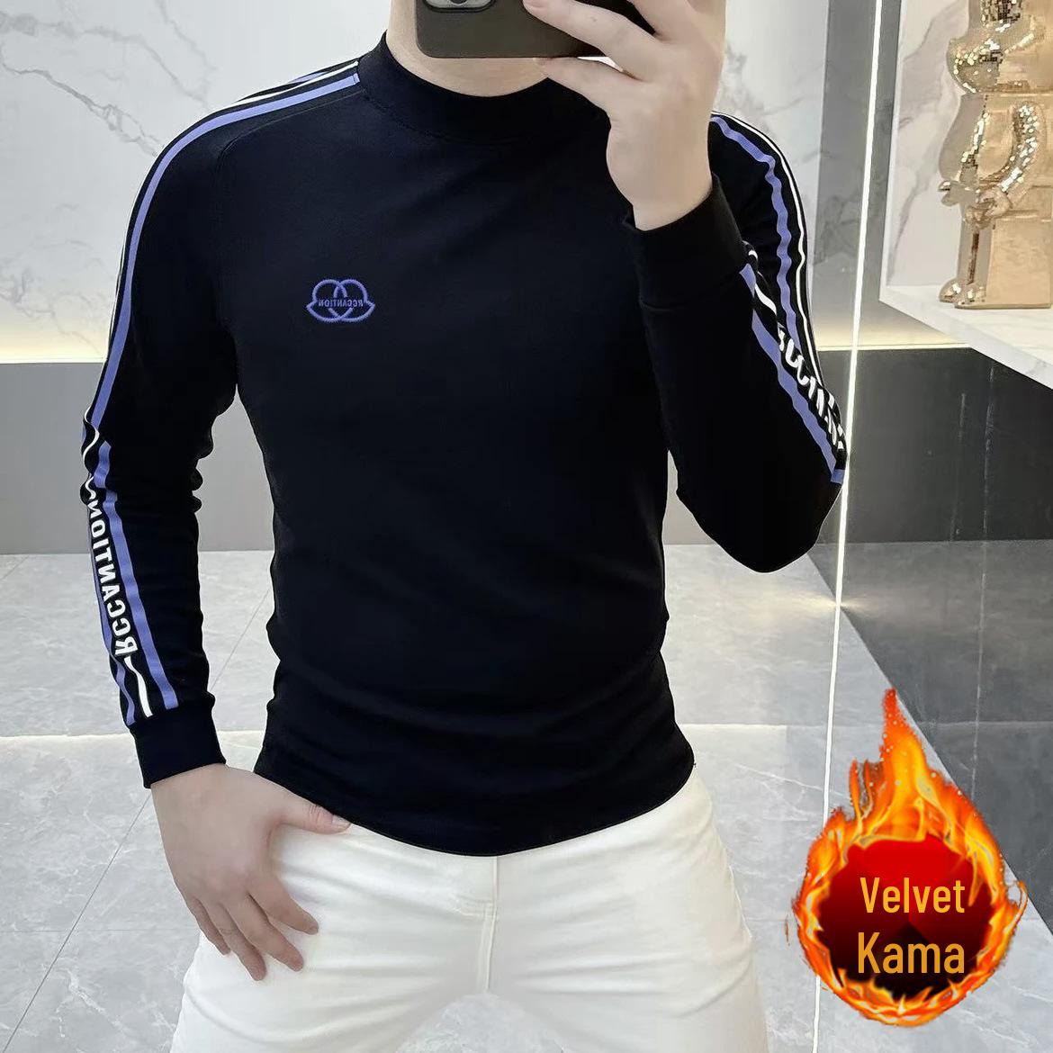 Men s Trendy Fleece-Lined European-Style Sweatshirt: Versatile Korean-Inspired Winter Layer 5XL